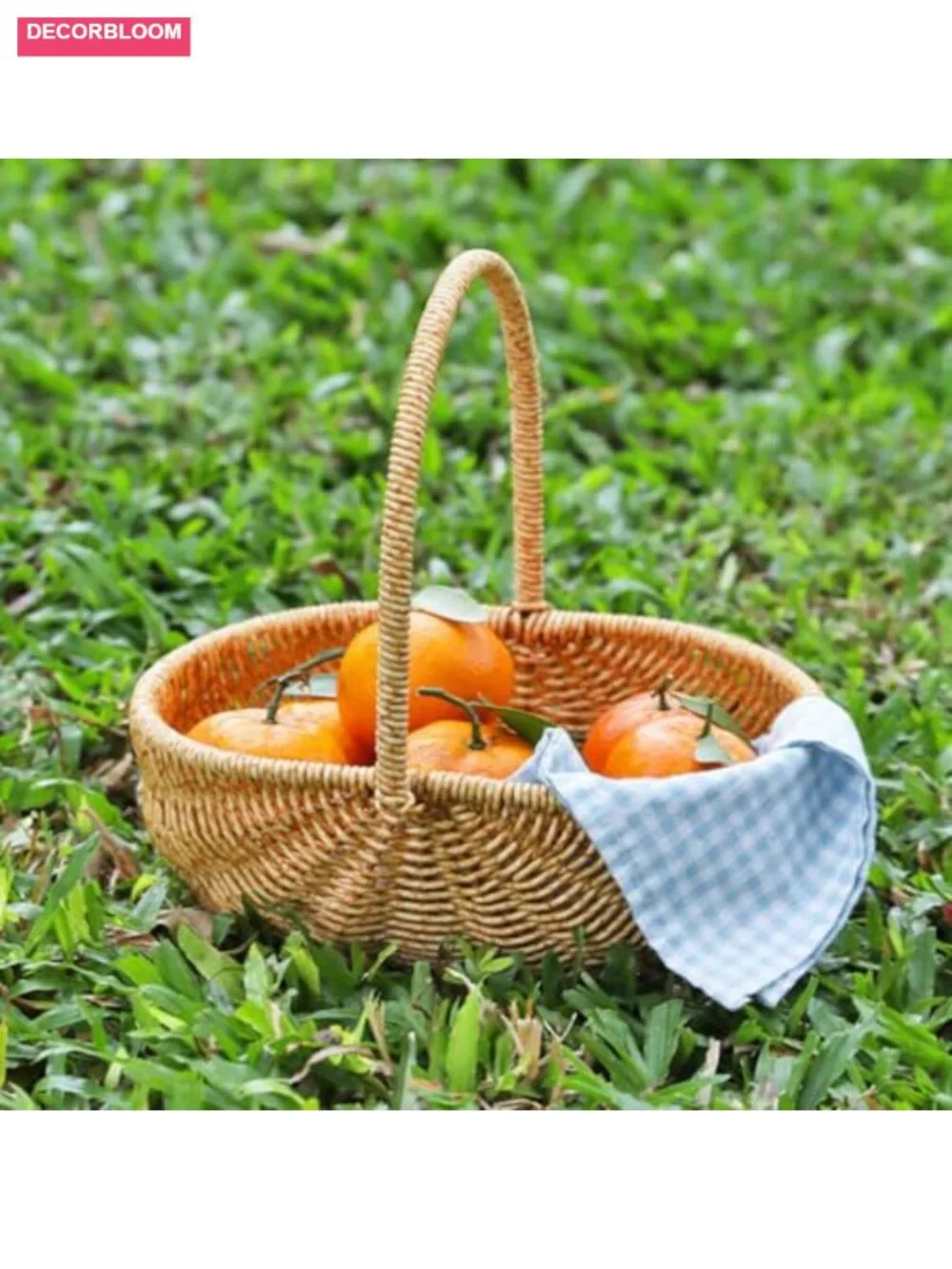 Picnic Basket Plastic Rattan Folding Harvest Shopping Outdoor
